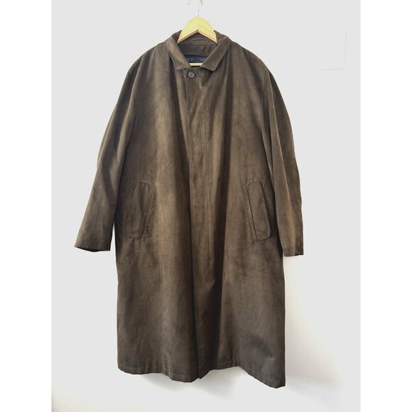 Bill Blass Mens 44S Brown Trench Coat Removable Zip Out Liner Business Office - Picture 3 of 16